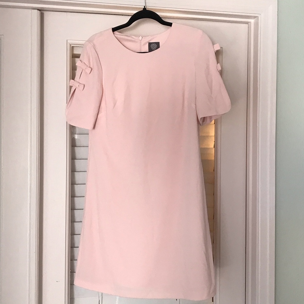 Vince Camuto Blush Pink Mini Dress with Cut-Out Sleeves and bows